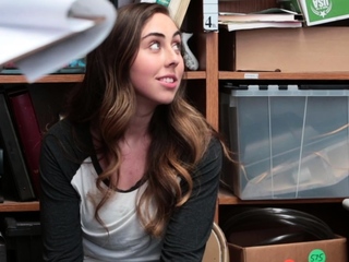 Slutty shoplifter sucks cock