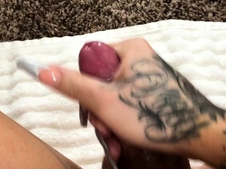 Shemale tranny enjoying solo masturbation