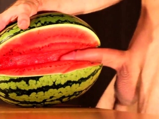 water melon cum – fucking a melon and cumming