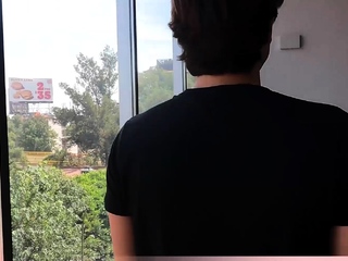 Amateur latin twink celebrating on his mates large cock