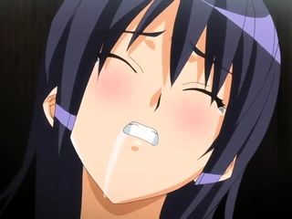 Brunette cums to hentai