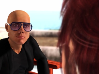 Horny hor brunette gets fucked really hard by a midget outside