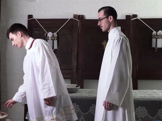 Gay catholic teen gets ass jizzed
