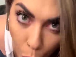 Non cease blonde with massive boobs cock jerks off on the bed