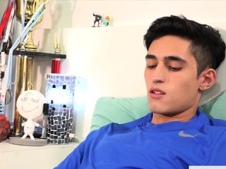 Sporty Latin twink utilizes dildo and jerks in the course of solo action