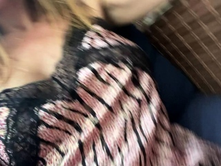 Amateur blonde jerks off cock outdoors