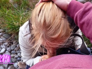 I swallow his big cumshot ! Cum Mouth Public Outdoors Blowjob Facefuck POV