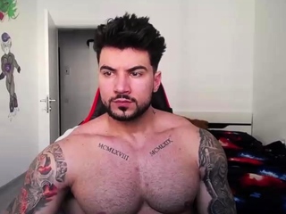 Outstanding attractive twink with difficult large muscle tissues solo jerking entertaining