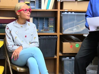 A teen ebony babe stripped then fucked by safety officer