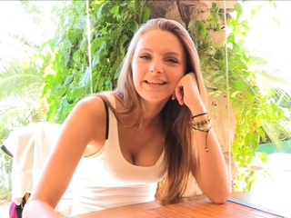 Heavenly blonde Laurie spreads her legs and masturbates