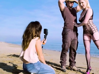 ChicasLoca – Large Tits Blonde Rides Cock At The Beach