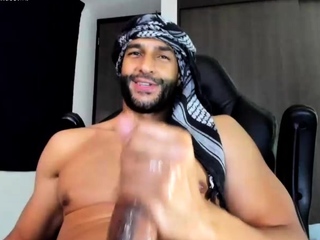 Horny gay hunk solo jerking exciting