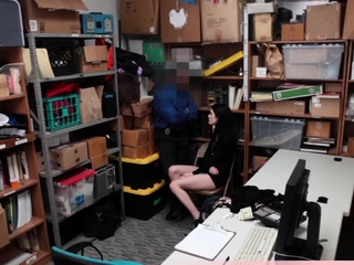 Skinny goth brunette shoplifter chick