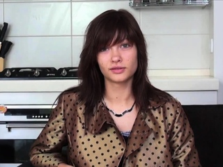 Smaller titted brunette teen fingering on the bed