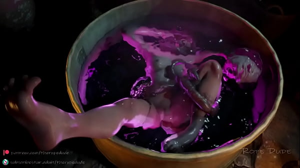 Triss becoming roughly fucked in her bath by tentacles