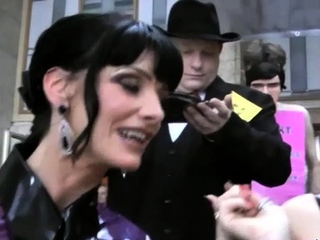 two unrepining slaves of nasty female-dominator in latex