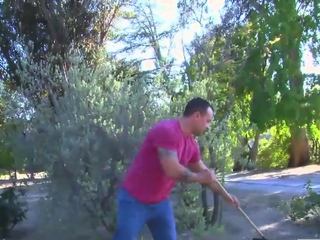 Hot brunette receives two challenging dicks