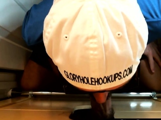 POV mature DILF enjoys blowing and wanking gloryhole shaft