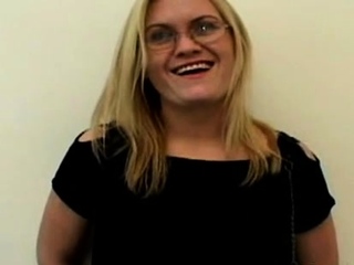 Amateur blond girl with large boobs receiving fucked