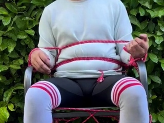 Bound my sissy Slave outside