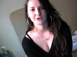 Brunette seductress operating her massive boobs and hot ass