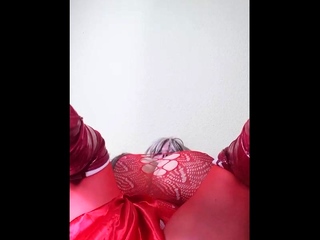 She has a attractive fishnet dress