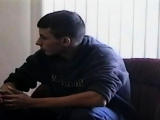 Skinny straighty wanking his hairy dick in solo action