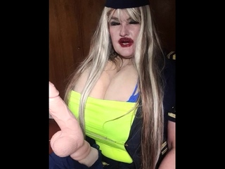 Susi is sitting and rubbing toy cock get pleasure from it