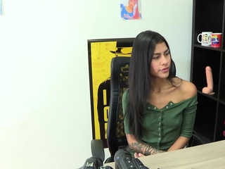 Compact titted babe provides great blowjob