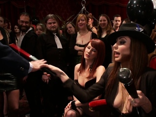 Public whores in deepthroating and BDSM pussytoying