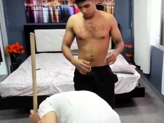 Straight muscled guy loves gay group sex