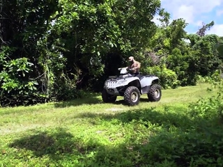 White bald stud anally fucked outside by bareback BBC