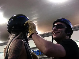 Attractive Biker Teen Brynn seduce to Fuck on motorcycle Tour