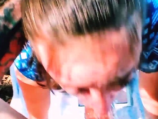 Brunette slut offers a wonderful pov amateur blowjob