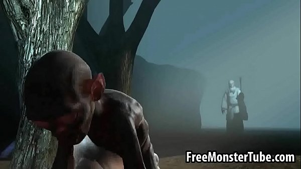 Hot 3D babe gets fucked difficult in the woods by Gollum