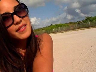 Skinny brunette teen choose up in vacation for porn casting