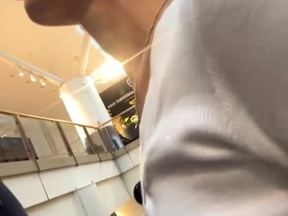 Attractive amateur blonde barmaid paid sex in public