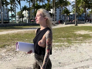 Close up with teen blonde sex doll rubbing her cunt