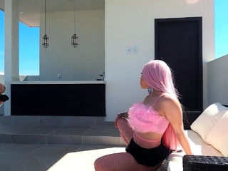 German Teen in Fishnet Stockings Outside Sex by older Guy