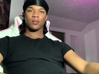 Hot gay hunk stroking enormous black meat in solo enjoyable