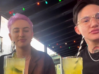 Lesbian coloredhair babe licked n fingered by GF soon after date