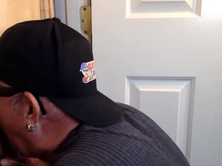 Mature DILF tugging partners dick although providing gloryhole bj