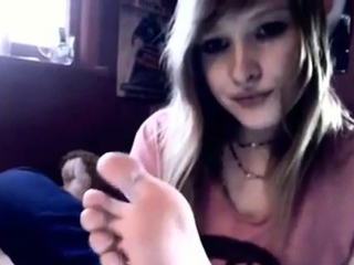 Spitting on my feet.