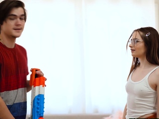 Stepmom watches the stepsiblings as they touch each and every other