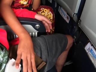 Thai teen on an airplane and on a cock