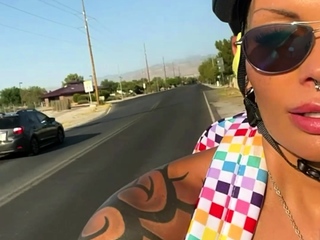 Busty Czech beginner fucks out of doors in public