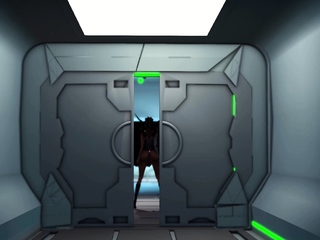 Cyber angel dickgirl fucks horny blonde within the area station