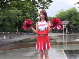 Tomomi Matsuda is studying a brand new dance in her cheerleader