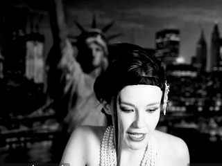 Busty babe enjoying together with her large boobs