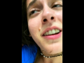 Erotic newbie woman giving blowjob and titjob in POV